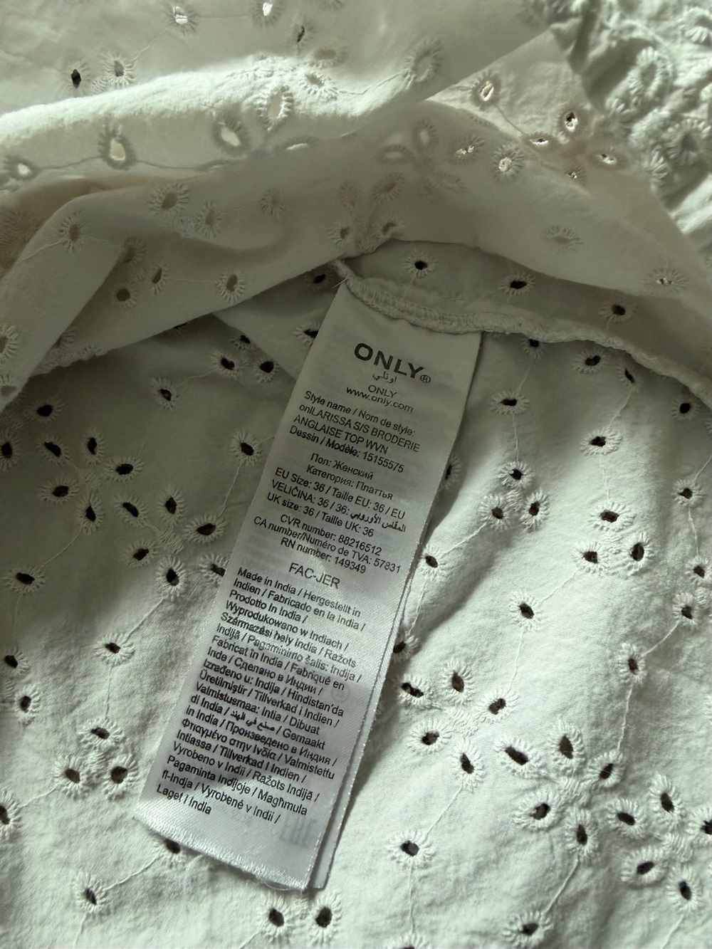 White Eyelet Ruffle Sleeve Top - Picture 6 of 6